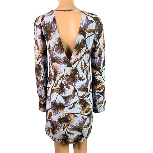 🟣🟣🟣 KIMICHI BLUE Women's Size Small Bell Sleeve Tropical Tunic Shift Dress - Picture 3 of 8